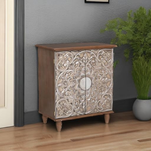 PHI VILLA Accent Cabinet with Doors - Antique Storage Cabinet for Entryway Buffet Sideboard