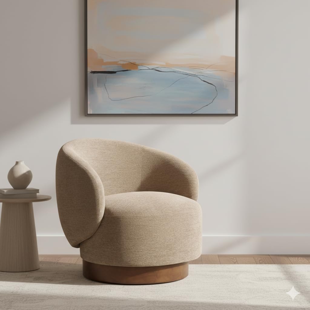 Swivel Accent Chair Round Barrel Armchair Upholstered Performance Fabric for Living Room Bedroom Waitingroom,2 Box,Moss Green