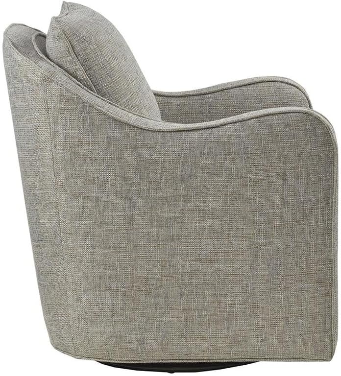 Gray Swivel Accent Chair, Oversized Wide Armchair with Upholstered Seat, Solid Wood Frame, 360 Degree Rotation for a Living Room
