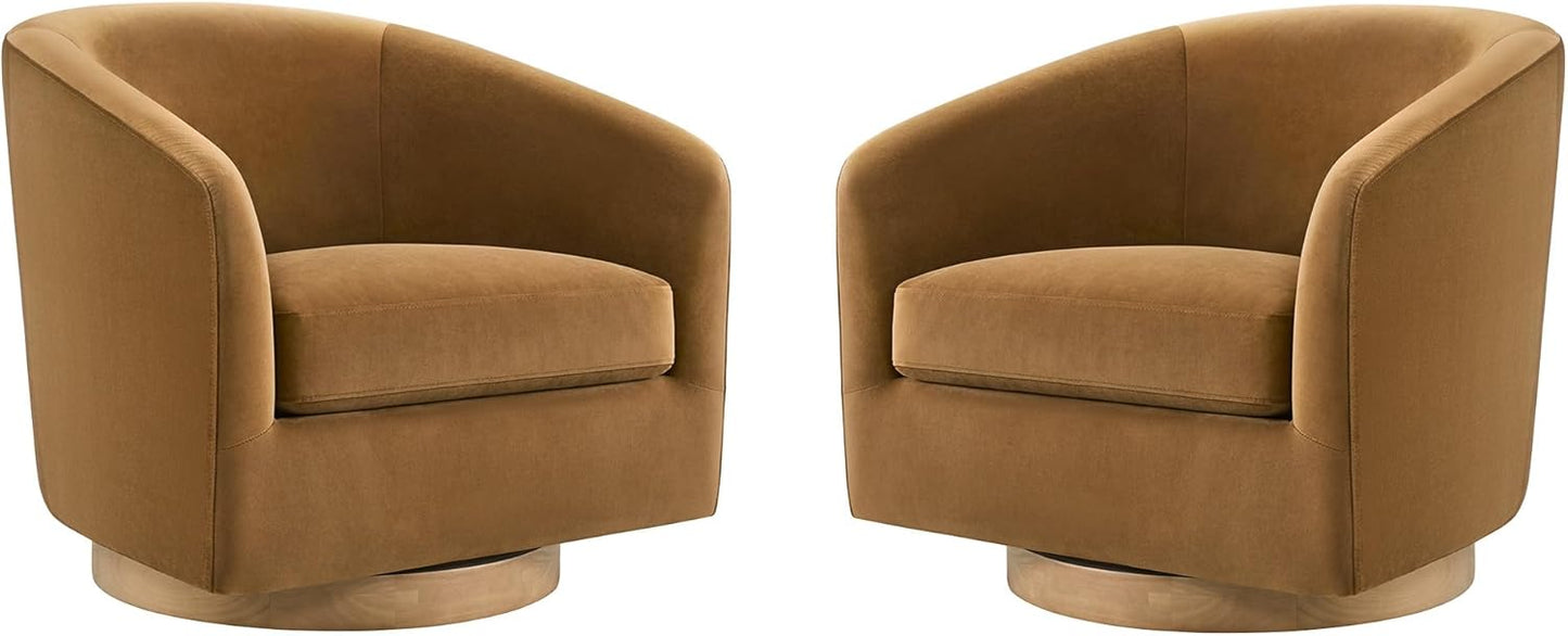 CHITA Swivel Accent Chair, FSC Certified Upholstered Velvet Barrel Chair for Living Room, Fully Assembled, Burnt Orange
