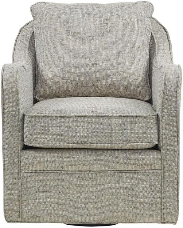 Gray Swivel Accent Chair, Oversized Wide Armchair with Upholstered Seat, Solid Wood Frame, 360 Degree Rotation for a Living Room