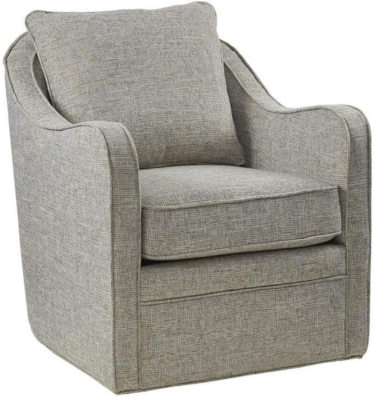 Gray Swivel Accent Chair, Oversized Wide Armchair with Upholstered Seat, Solid Wood Frame, 360 Degree Rotation for a Living Room