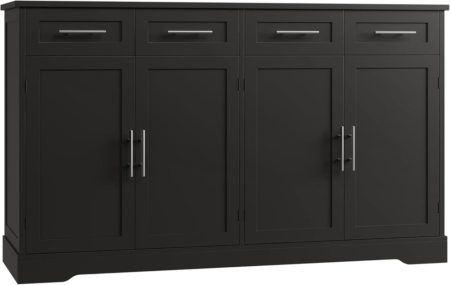 HOSTACK 60" Large Buffet Sideboard with Storage, 36" Tall Kitchen Buffet Storage Cabinet with 4 Drawers, Modern Coffee Bar Cabinet with Gold Handles, Long Sideboard Buffet Table for Kichen, White