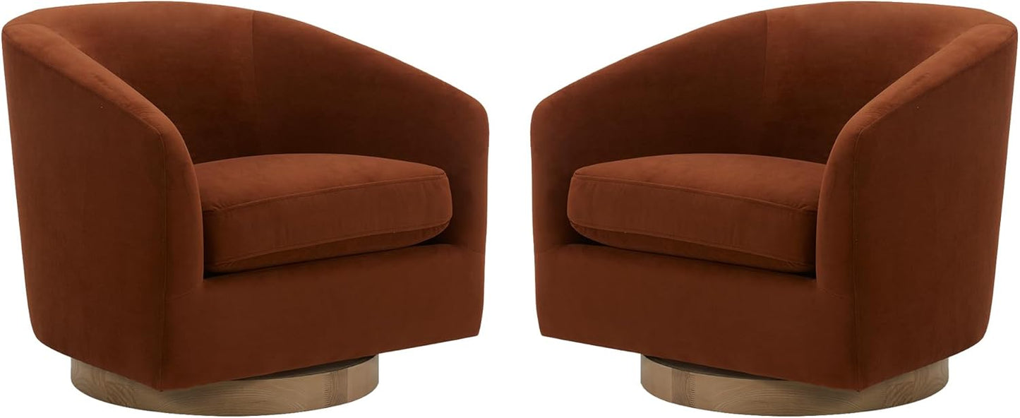 CHITA Swivel Accent Chair, FSC Certified Upholstered Velvet Barrel Chair for Living Room, Fully Assembled, Burnt Orange