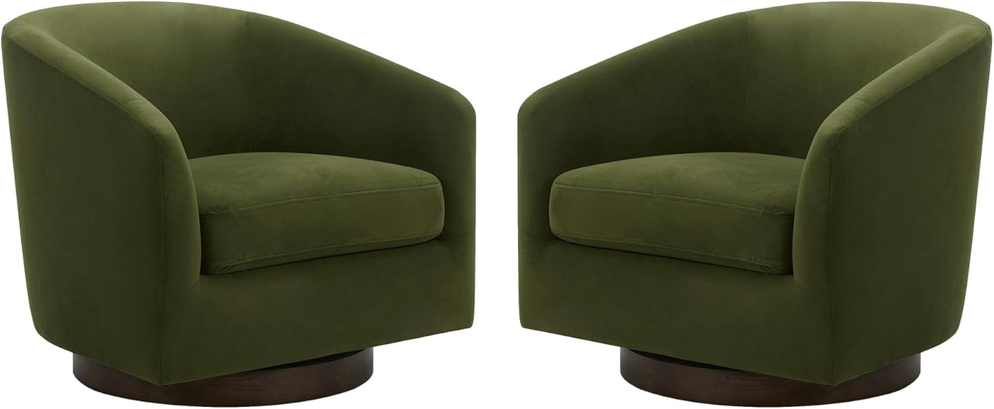 CHITA Swivel Accent Chair, FSC Certified Upholstered Velvet Barrel Chair for Living Room, Fully Assembled, Burnt Orange