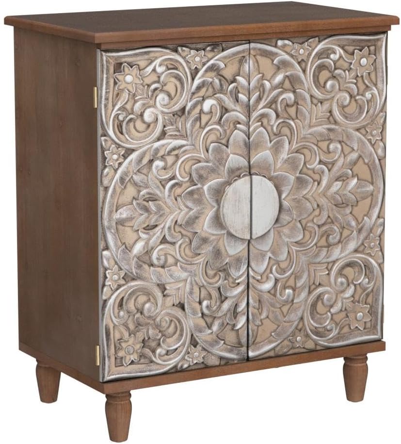 PHI VILLA Accent Cabinet with Doors - Antique Storage Cabinet for Entryway Buffet Sideboard