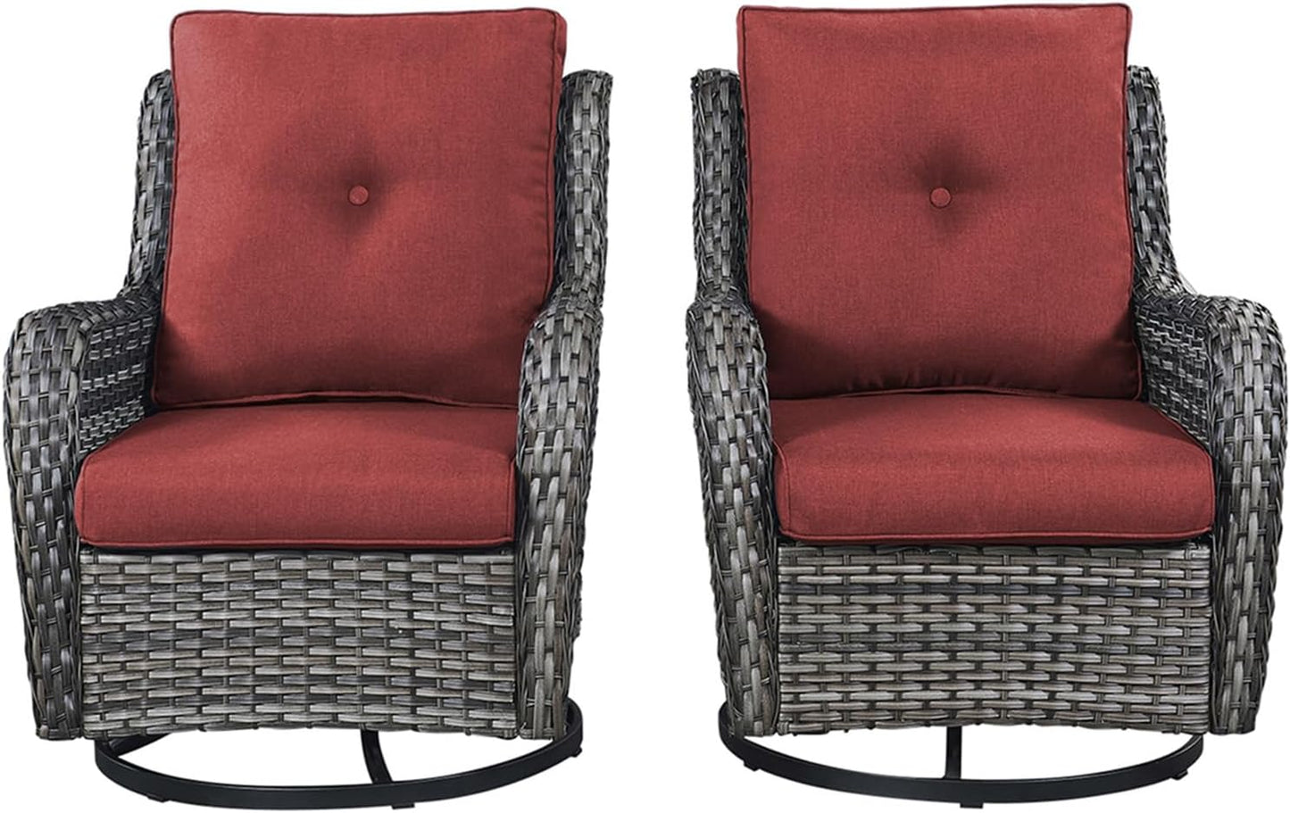 Rilyson Wicker Rocking Chair Swivel Chairs - 4 Piece Rocker Patio Chairs Set Rattan Rocking Chair for Outdoor Porch Deck Garden Backyard(Mixed Grey/Blue)