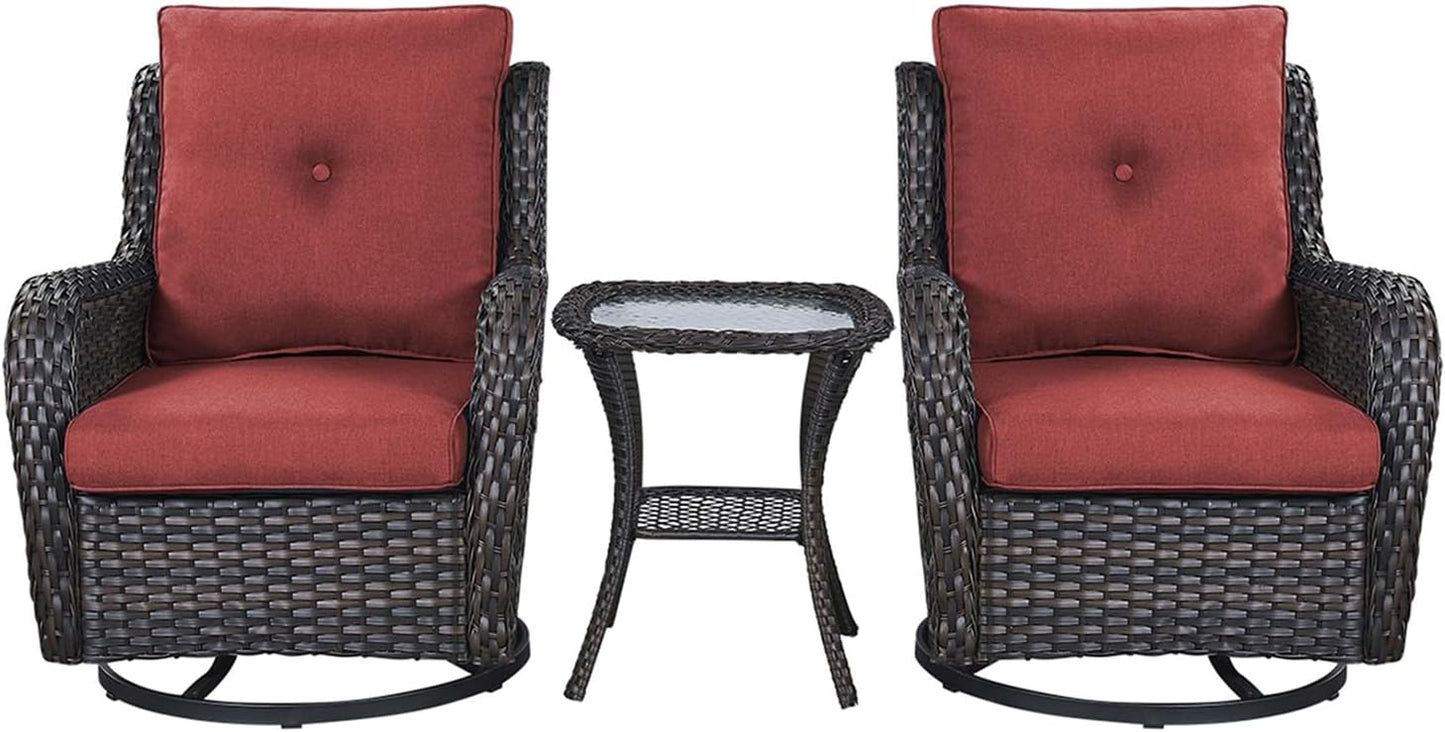 Rilyson Wicker Rocking Chair Swivel Chairs - 4 Piece Rocker Patio Chairs Set Rattan Rocking Chair for Outdoor Porch Deck Garden Backyard(Mixed Grey/Blue)