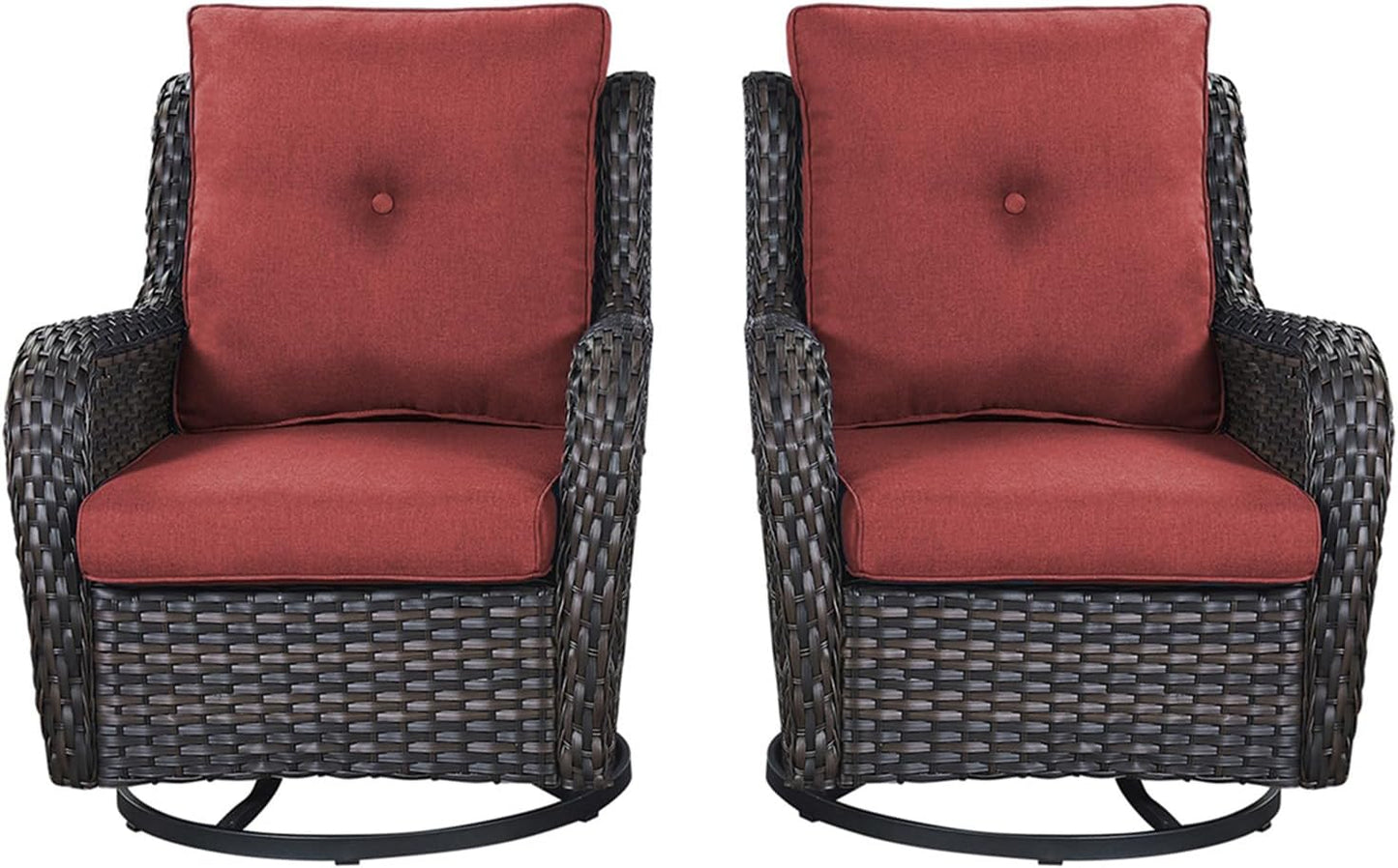 Rilyson Wicker Rocking Chair Swivel Chairs - 4 Piece Rocker Patio Chairs Set Rattan Rocking Chair for Outdoor Porch Deck Garden Backyard(Mixed Grey/Blue)