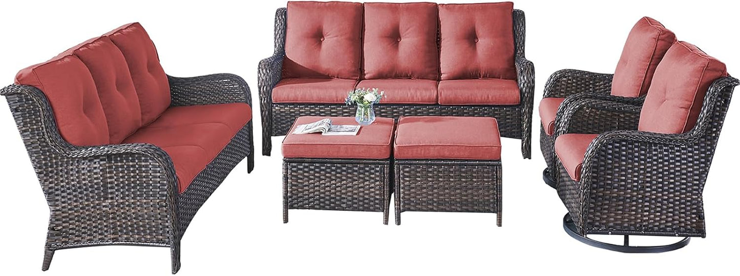 Rilyson Wicker Rocking Chair Swivel Chairs - 4 Piece Rocker Patio Chairs Set Rattan Rocking Chair for Outdoor Porch Deck Garden Backyard(Mixed Grey/Blue)