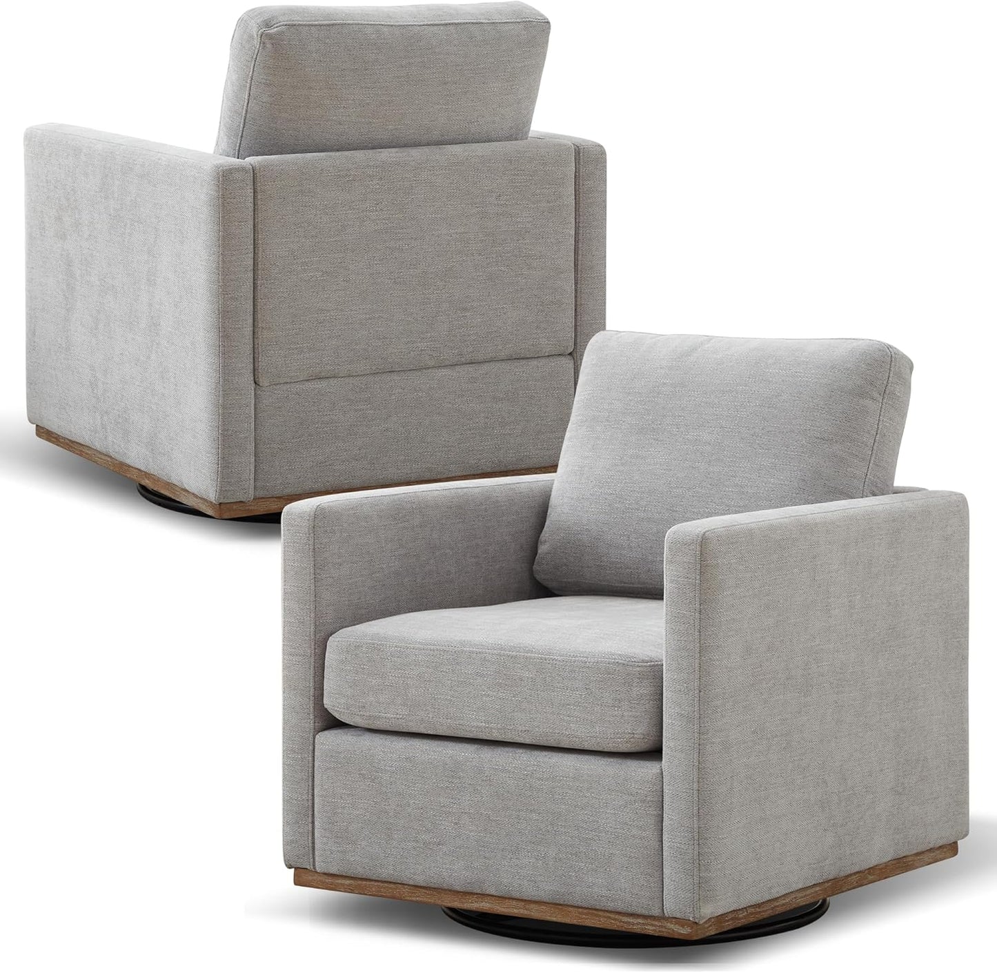 Aoiy & Wifon 30.7" W Swivel Accent Chair Set of 2, Mid Century Modern Swivel Chairs for Living Room, Comfy Small Accent Chair, Wavy Chenille, Taupe