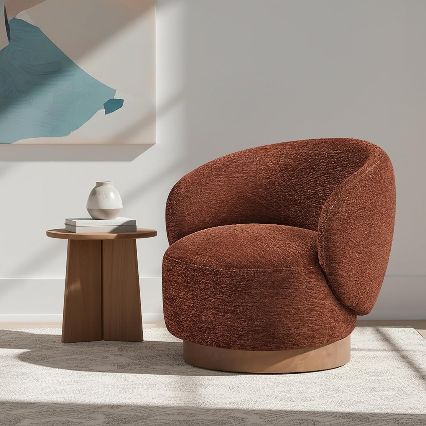 Swivel Accent Chair Round Barrel Armchair Upholstered Performance Fabric for Living Room Bedroom Waitingroom,2 Box,Moss Green