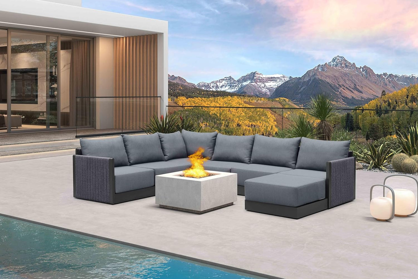 PURPLE LEAF Patio Furniture Set 8 Pieces Outdoor Conversation Sets PP Rope Patio Sofa with Cushions Manual Weaving Deep Seating Furniture for Porch Lawn Backyard Gray