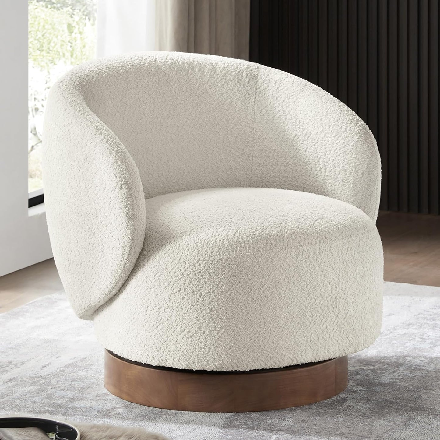 Swivel Accent Chair Round Barrel Armchair Upholstered Performance Fabric for Living Room Bedroom Waitingroom,2 Box,Moss Green