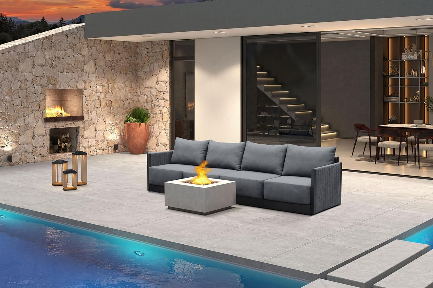 PURPLE LEAF Patio Furniture Set 8 Pieces Outdoor Conversation Sets PP Rope Patio Sofa with Cushions Manual Weaving Deep Seating Furniture for Porch Lawn Backyard Gray