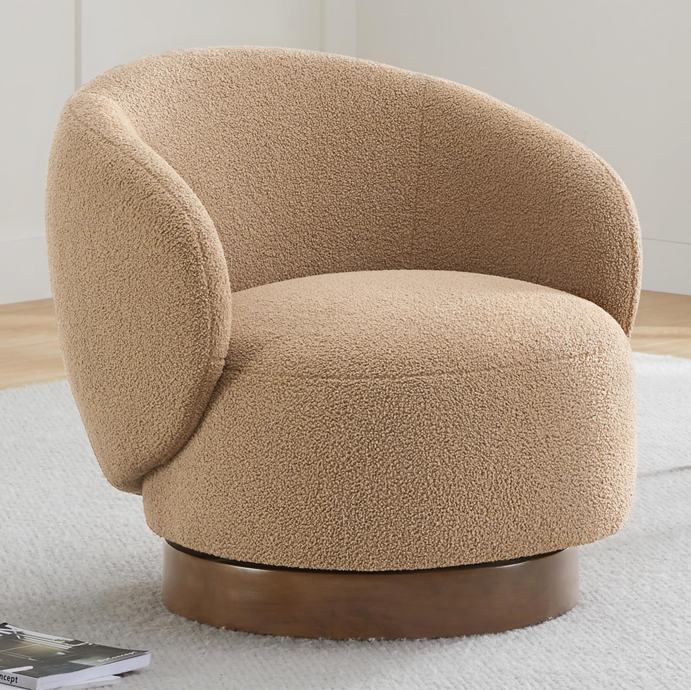 Swivel Accent Chair Round Barrel Armchair Upholstered Performance Fabric for Living Room Bedroom Waitingroom,2 Box,Moss Green