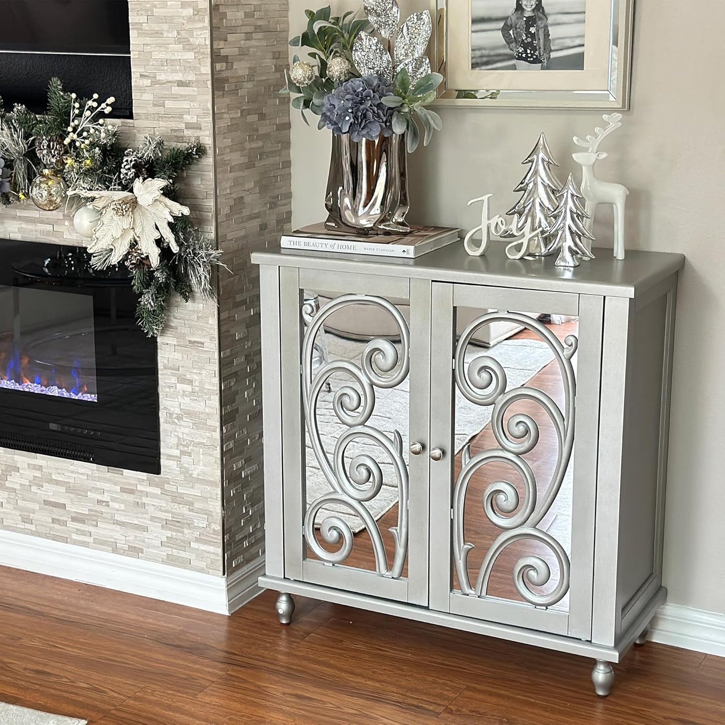 PHI VILLA Accent Cabinet with Doors - Antique Storage Cabinet for Entryway Buffet Sideboard