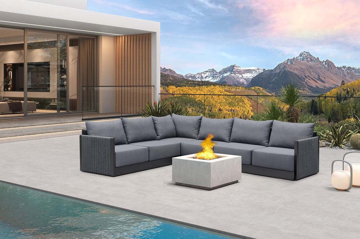 PURPLE LEAF Patio Furniture Set 8 Pieces Outdoor Conversation Sets PP Rope Patio Sofa with Cushions Manual Weaving Deep Seating Furniture for Porch Lawn Backyard Gray