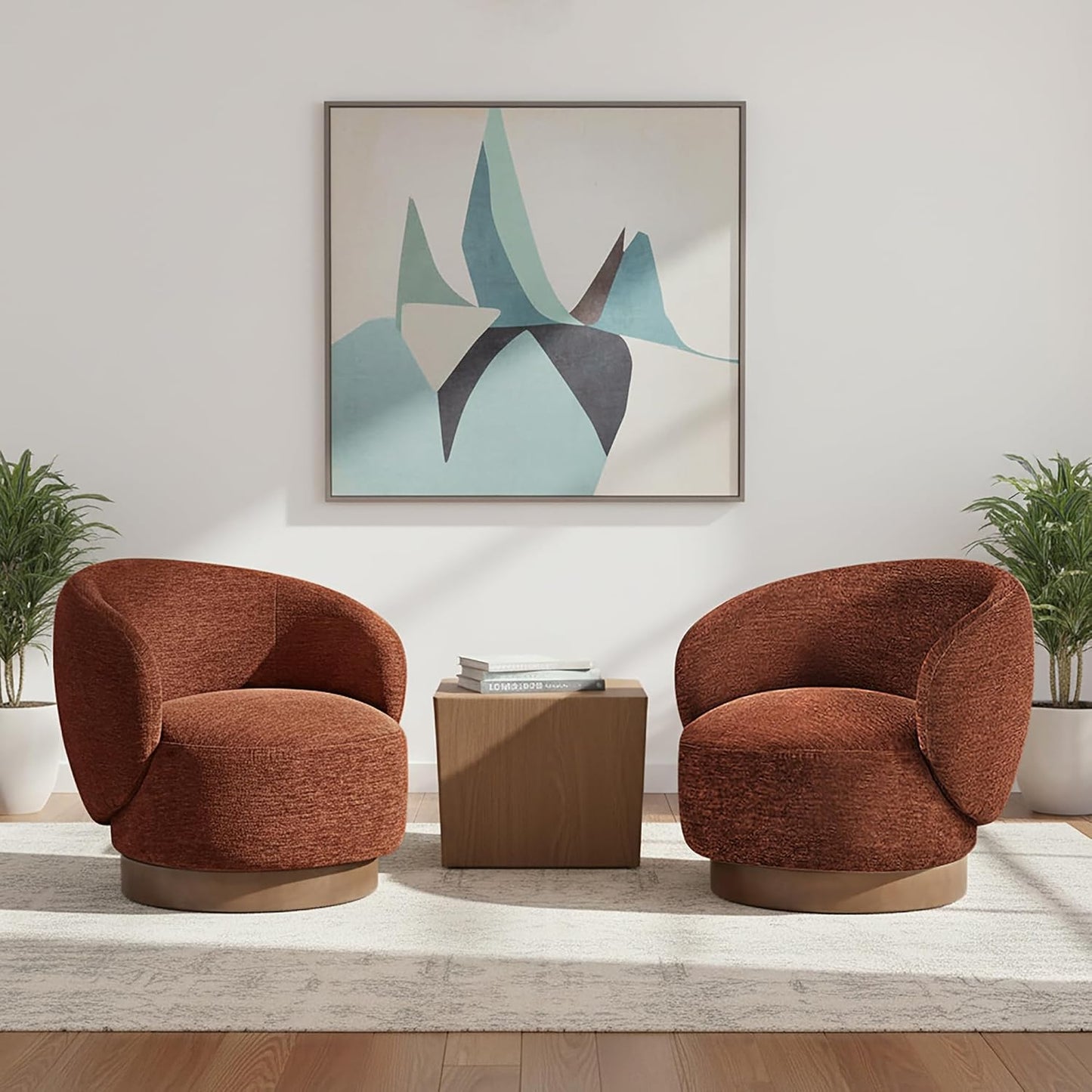 Swivel Accent Chair Round Barrel Armchair Upholstered Performance Fabric for Living Room Bedroom Waitingroom,2 Box,Moss Green