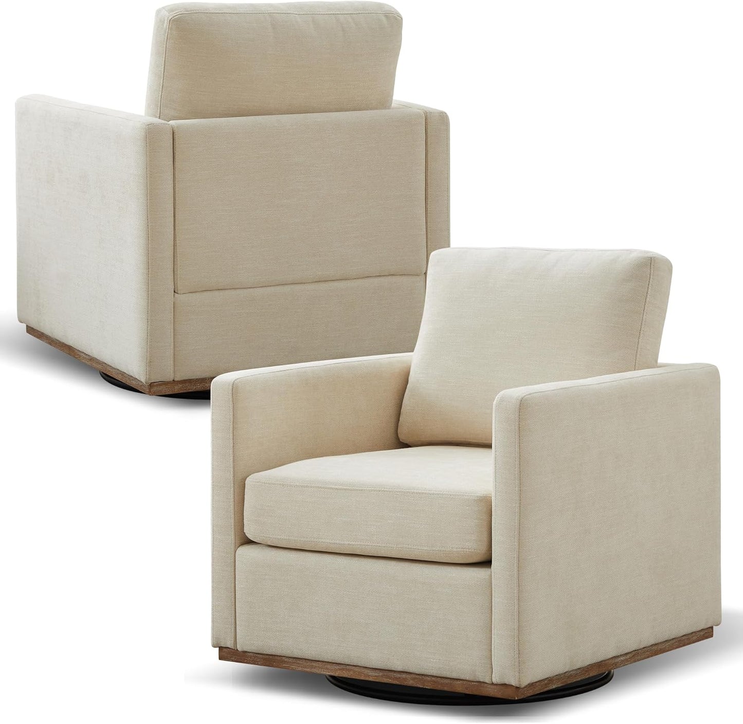 Aoiy & Wifon 30.7" W Swivel Accent Chair Set of 2, Mid Century Modern Swivel Chairs for Living Room, Comfy Small Accent Chair, Wavy Chenille, Taupe