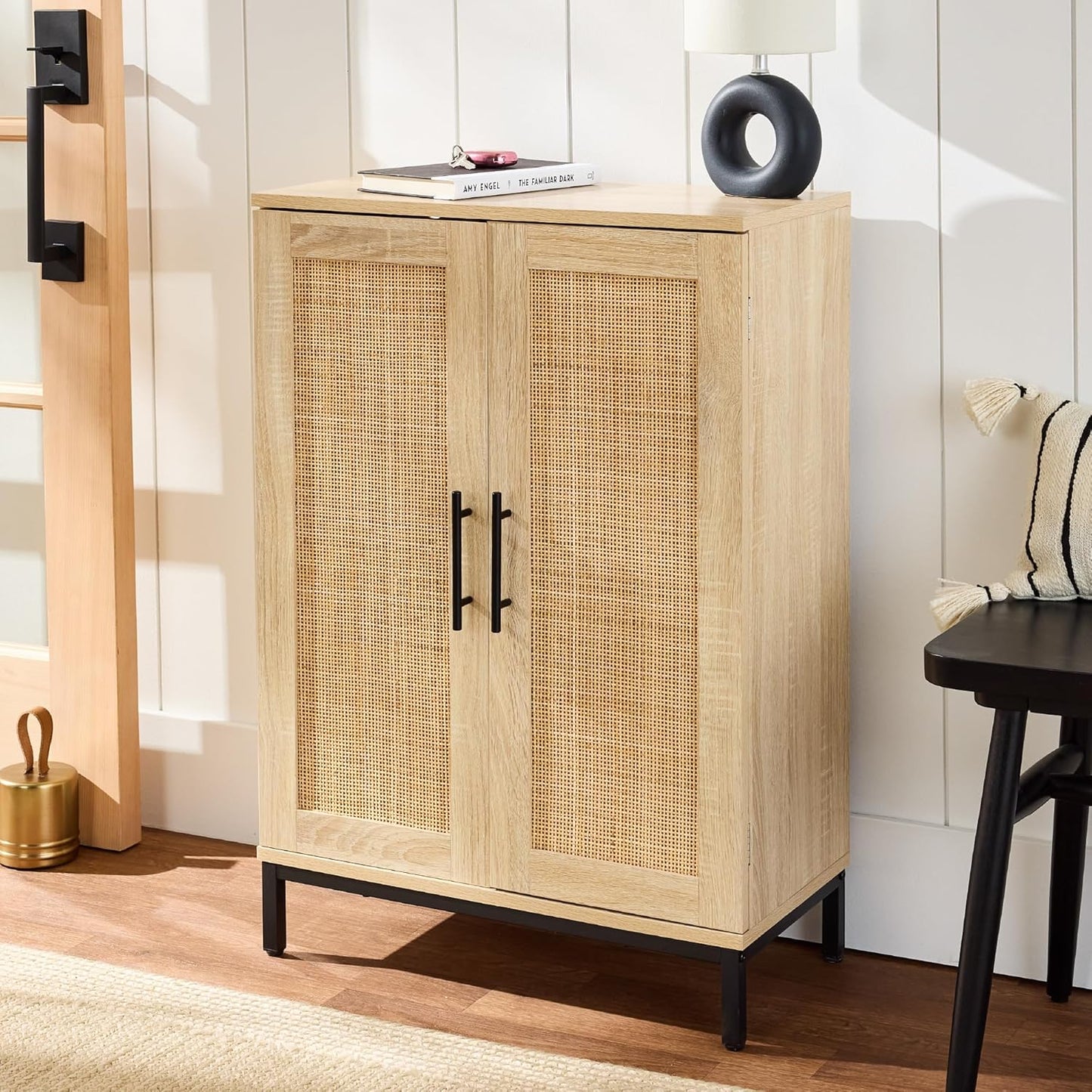 Best Choice Products 2-Door Natural Rattan 34 x 24in Multiuse Storage Cabinet for Bathroom, Living, Dining Room, Entryway w/Adjustable Shelves