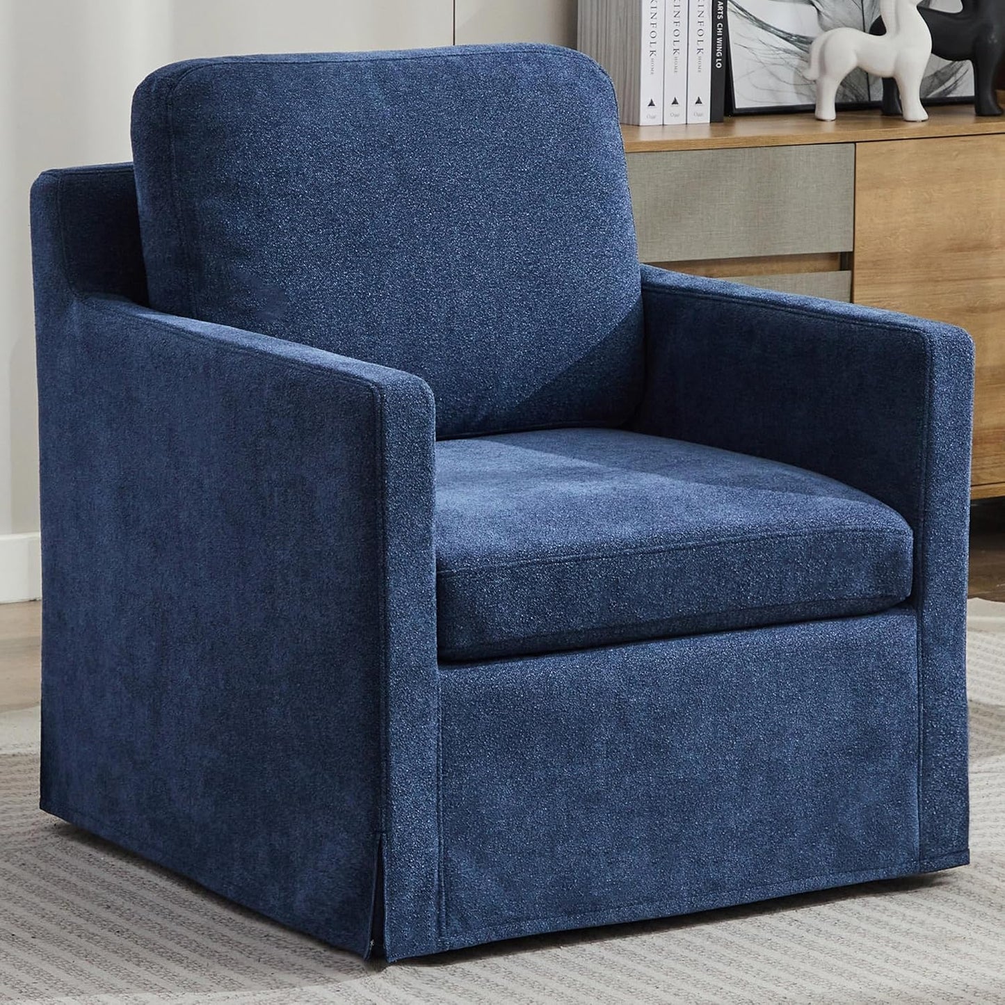 Aoiy & Wifon 30.7" W Swivel Accent Chair Set of 2, Mid Century Modern Swivel Chairs for Living Room, Comfy Small Accent Chair, Wavy Chenille, Taupe