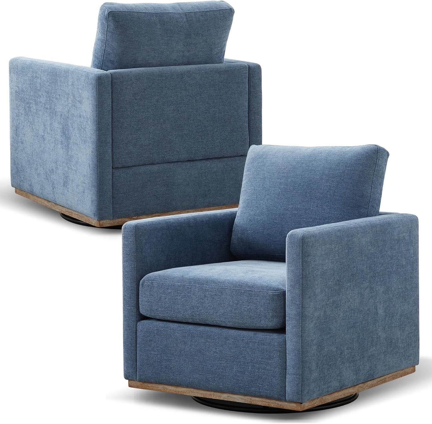 Aoiy & Wifon 30.7" W Swivel Accent Chair Set of 2, Mid Century Modern Swivel Chairs for Living Room, Comfy Small Accent Chair, Wavy Chenille, Taupe