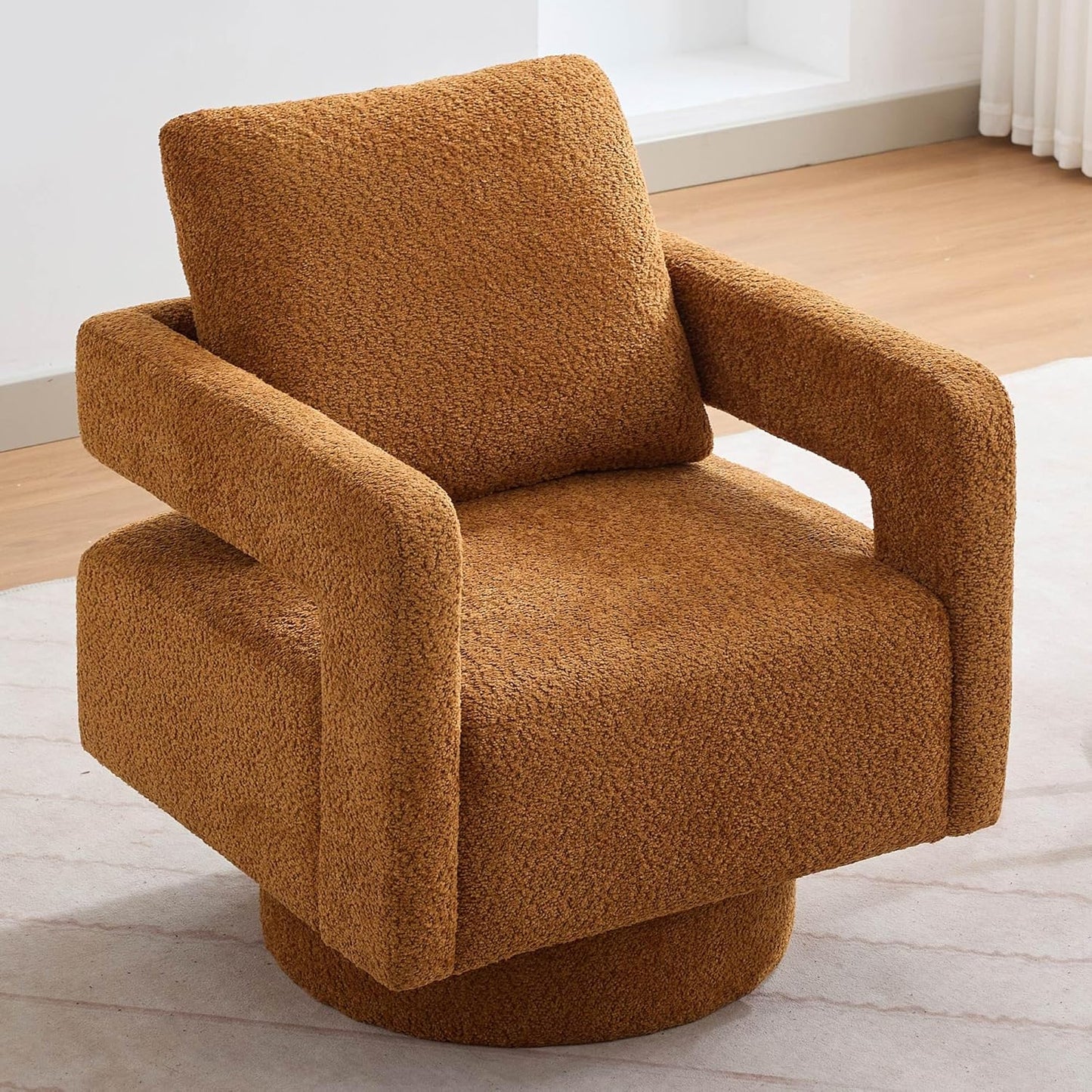 Aoiy & Wifon 30.7" W Swivel Accent Chair Set of 2, Mid Century Modern Swivel Chairs for Living Room, Comfy Small Accent Chair, Wavy Chenille, Taupe