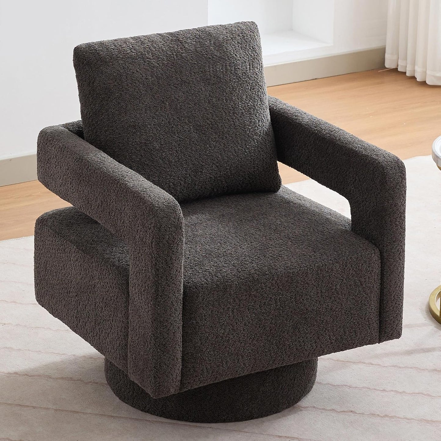 Aoiy & Wifon 30.7" W Swivel Accent Chair Set of 2, Mid Century Modern Swivel Chairs for Living Room, Comfy Small Accent Chair, Wavy Chenille, Taupe
